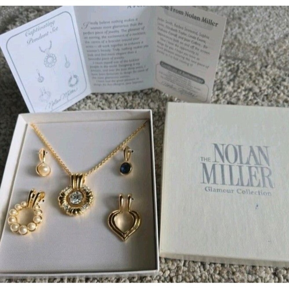 VTG NOLAN MILLER GLAMOUR COLLECTION SIX PIECE SET PENDANTS NECKLACE 22”